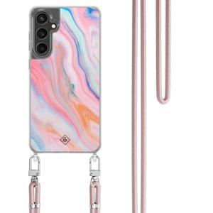 Samsung Galaxy S24 FE hoesje met rosegoud koord - Pink glam