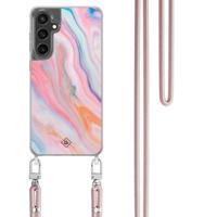 Samsung Galaxy S24 FE hoesje met rosegoud koord - Pink glam