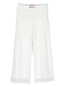 Miss Blumarine pantalon droit à plaque logo - Blanc