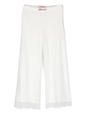 Miss Blumarine pantalon droit à plaque logo - Blanc