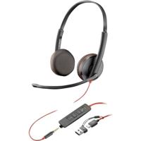 HP Inc. Blackwire C3225 Over Ear headset Computer Kabel Stereo Zwart Headset, Volumeregeling, Microfoon uitschakelbaar (mute)