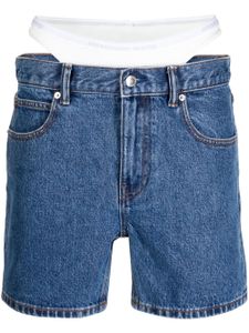 Alexander Wang short en jean superposé à taille basse - Bleu