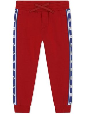 Dolce & Gabbana Kids pantalon de jogging à bande logo - Rouge