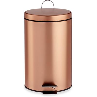 Pedaalemmer/vuilnisbak - metaal - 12 liter inhoud - koper kleur - 40 x 25 cm