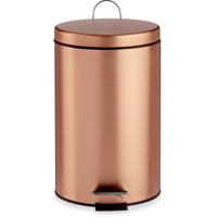 Pedaalemmer/vuilnisbak - metaal - 12 liter inhoud - koper kleur - 40 x 25 cm