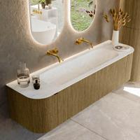 Badmeubel Mondiaz Kurve-Dlux | 170 cm cm | Meubelkleur Dusk | Wastafelkleur Opalo | Solid surface | Wasbak midden spoelbak | Zonder kraangat(en)