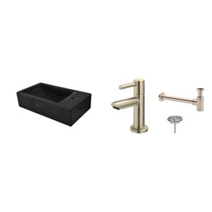 FonteinPack Recto Natuursteen Rechts 40x22x10 cm RVS (Keuze uit 8 kranen)