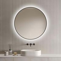 Loxa - Ronde Badkamerspiegel Ilona met Led 80cm - Zwarte omlijsting - Dimbaar - Condensvrij vlak- Duurzame kwaliteit - Eenvoudige installatie