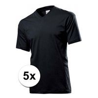 5x zwarte t-shirts v-hals   -