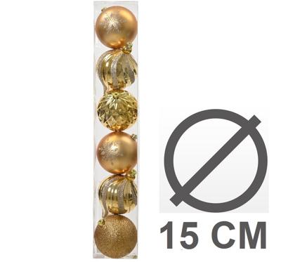 Kerstbal plc d15 cm licht goud 6st kerst - Decoris
