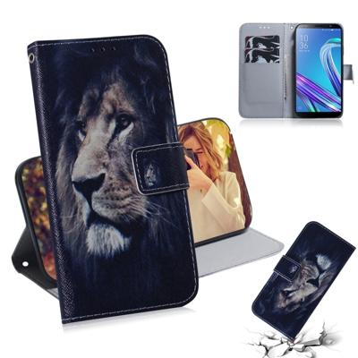 Leeuw patroon gekleurde tekening horizontale Flip lederen case voor ASUS Zenfone Max (M1) ZB555KL met houder & card slots & portemonnee