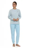 Lunatex badstof dames pyjama - Streep - Warme winter pyjama