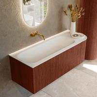 Badmeubel Mondiaz Kurve | 125 cm cm | Meubelkleur Ruby | Wastafelkleur Talc | Solid surface | Wasbak links zijde spoelbak | Zonder kraangat(en)