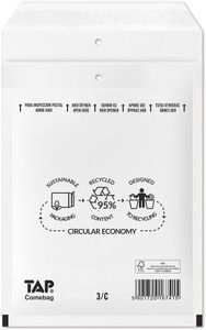 Comebag luchtkussenenveloppen, ft 150 x 215 mm, met stripsluiting, wit, doos van 100 stuks