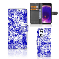 Telefoonhoesje met Naam OPPO Find X5 Pro Angel Skull Blauw - thumbnail