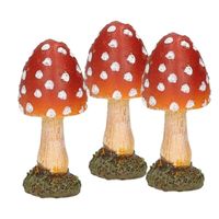 3x stuks decoratie paddenstoelen vliegenzwammen 8 cm - thumbnail