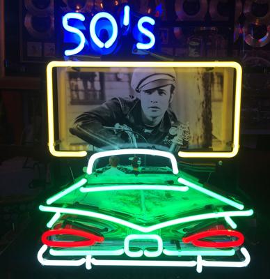 50&apos;s Drive In Wild One neon met bord 51 x 61 cm