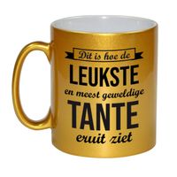 Gouden leukste en meest geweldige tante cadeau koffiemok / theebeker 330 ml