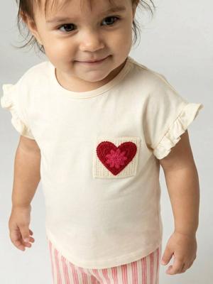 T-shirt met korte mouwen voor babymeisjes ecru