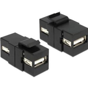 Delock 86367 Keystone-module USB 2.0 A female > USB 2.0 A female zwart