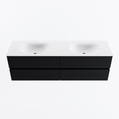 MONDIAZ VICA 160cm badmeubel onderkast Urban 4 lades. Wastafel MOON dubbel 2 kraangaten, kleur Talc.