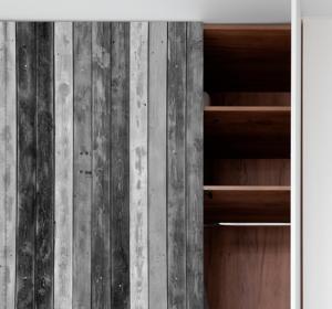 Rustieke grijze houten planken kast sticker