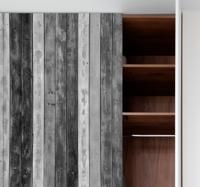 Rustieke grijze houten planken kast sticker