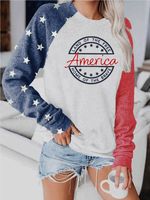 Women's Land Of The Free America Home Of The Brave American Flag Print Top - thumbnail