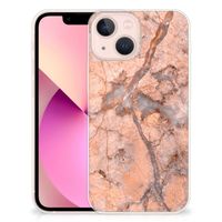 iPhone 13 mini TPU Siliconen Hoesje Marmer Oranje - thumbnail