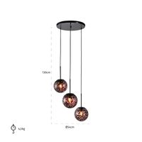 Richmond Hanglamp Kyana 54cm, 3-lamps - Zwart