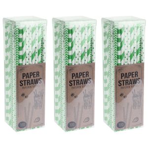 Papieren drinkrietjes - 300x - groen - 20 cm