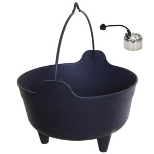 Heksenketel/kookpot met mistmaker - zwart - 9 liter - kunststof - D35 x 25 cm