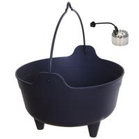 Heksenketel/kookpot met mistmaker - zwart - 9 liter - kunststof - D35 x 25 cm - thumbnail