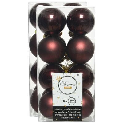 Decoris kleine kerstballen - 32x st - mahonie bruin - 4 cm - kunststof - onbreekbare kerstballen Decoris kleine kerstballen - 32x st - mahonie bruin - 4 cm - kunststof - onbreekbare kerstballen