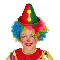 Clown verkleed set voor kinderen pruik met hoedje gekleurd