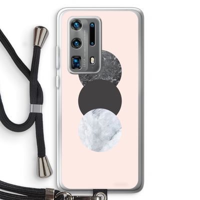Marmeren cirkels: Huawei P40 Pro Plus Transparant Hoesje met koord