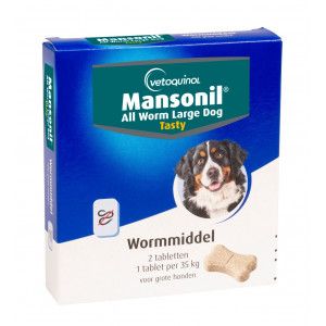 Mansonil All Worm Large Dog Flavour voor de hond 3 x 2 tabletten