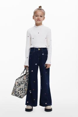 Bestickte cropped Wide jeans - BLACK - 13/14