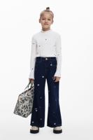 Bestickte cropped Wide jeans - BLACK - 7/8