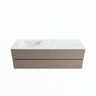 MONDIAZ VICA-DLUX 150cm badmeubel onderkast Smoke 4 lades. Inbouw wastafel CLOUD links 1 kraangat, kleur Opalo.