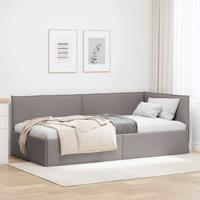 Hoekbedframe met hoofdeinde Taupe 90 x 190 cm Stof