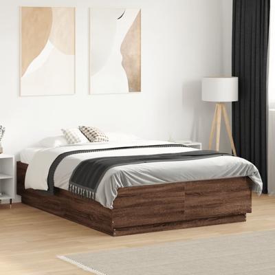 Bedframe bewerkt hout bruin eikenkleur 140x190 cm