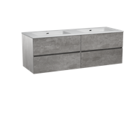 Storke Edge zwevend badmeubel 150 x 52 cm beton donkergrijs met Diva dubbele wastafel in glanzend composiet marmer