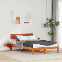 Bedframe met nachttafels met hoofdeinde Wasbruin 140 x 200 cm
