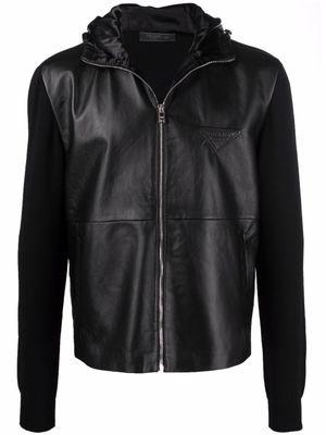 Prada veste à empiècements en cuir - Noir