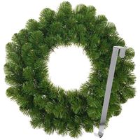 Kerstkrans 45 cm - groen - met zilveren hanger/ophanghaak - kerstversiering - thumbnail