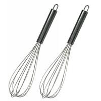 Keukengerei garde - 2x - zilver - RVS - 28 cm - mixen en mengen Keukengerei garde - 2x - zilver - RVS - 28 cm - mixen en mengen