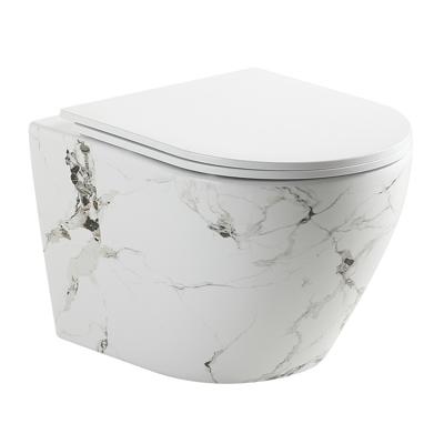 Best Design Wandcloset Zeus Zonder Spoelrand Incl. Zitting Glans Wit Marmerlook