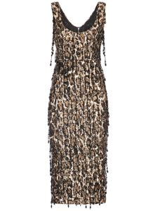 Dolce & Gabbana robe imprimée à sequins brodés - Noir