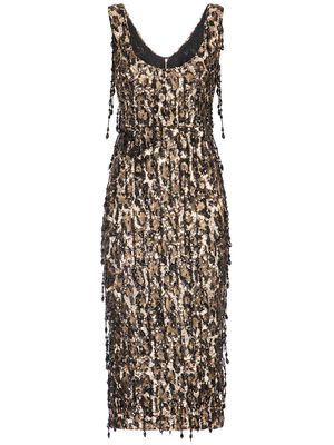 Dolce & Gabbana robe imprimée à sequins brodés - Noir